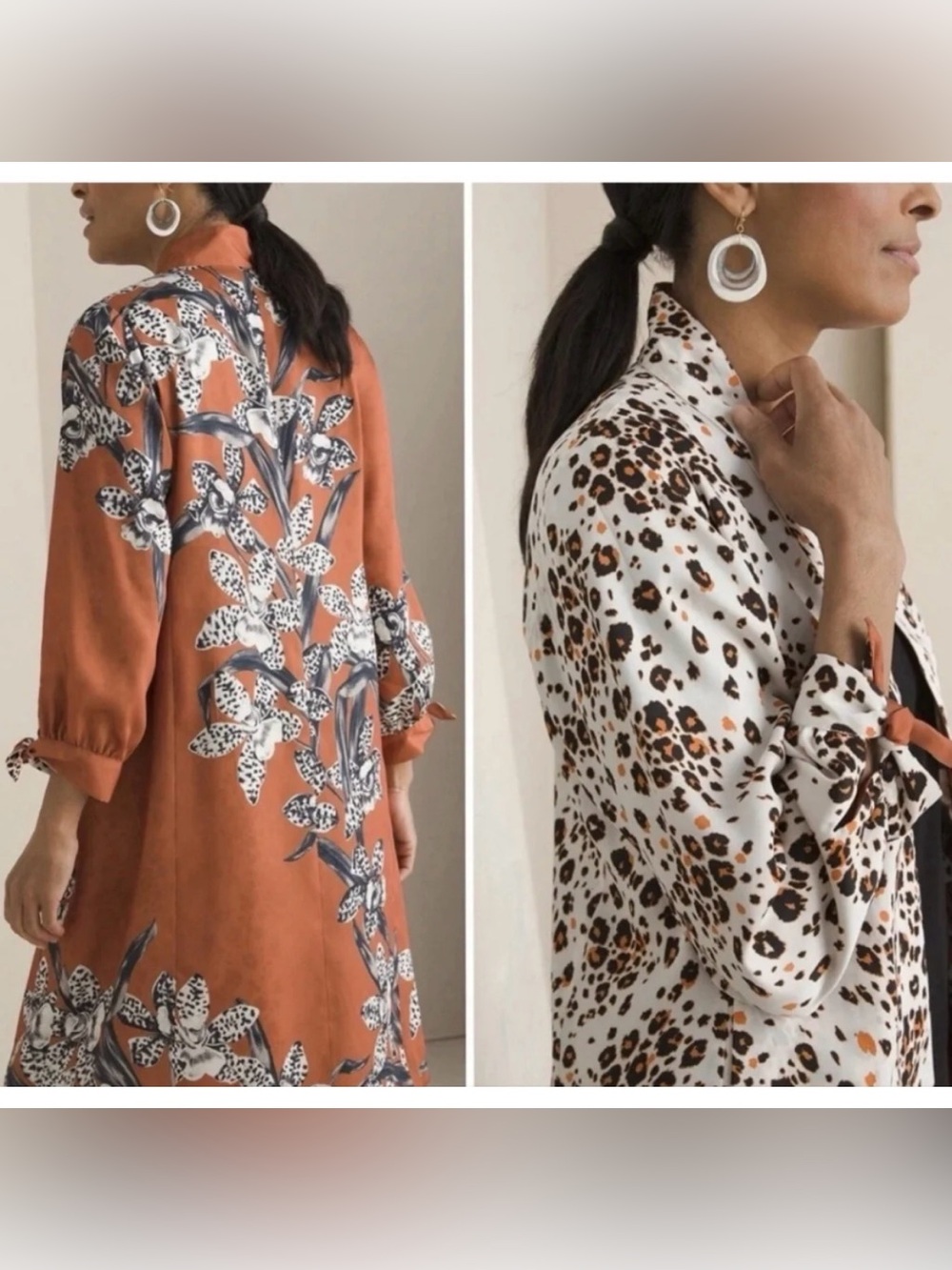 Chico's rust/black/white reversible duster